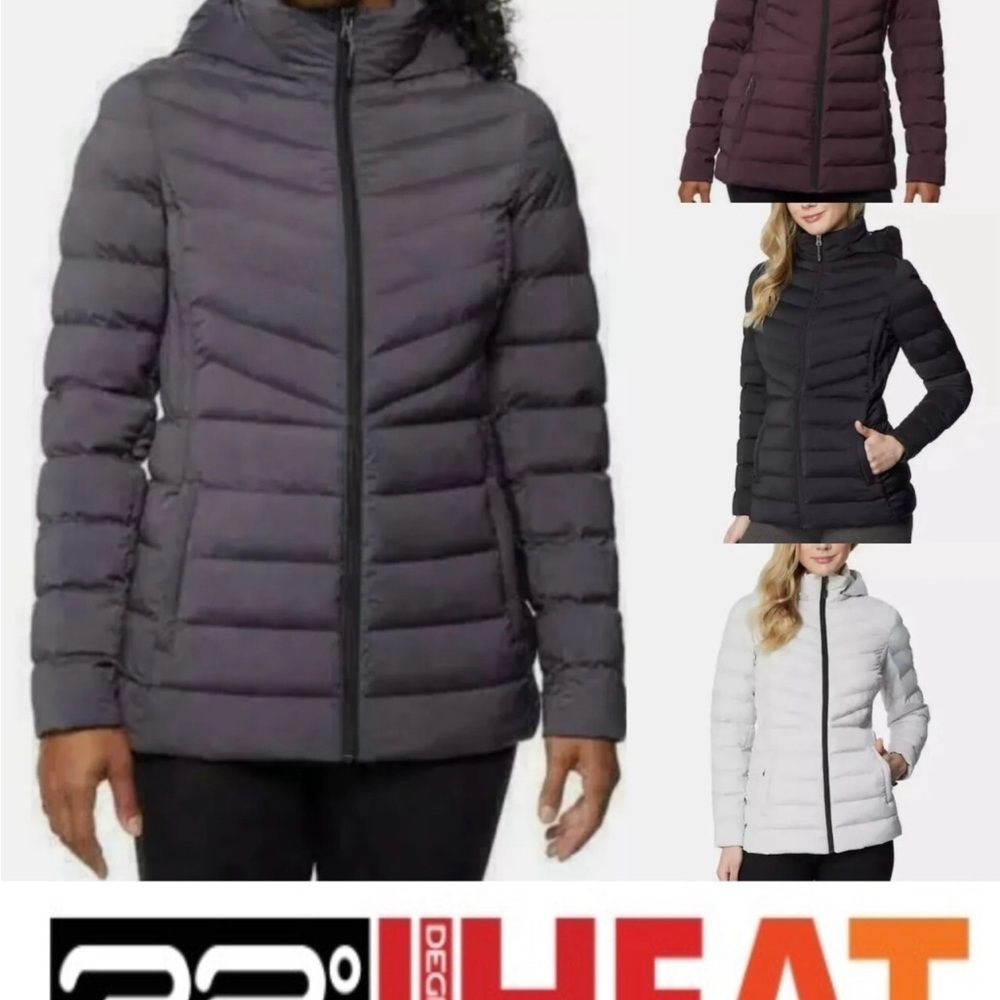 32 Degrees Women's Puffer Jacket - Dark Gray